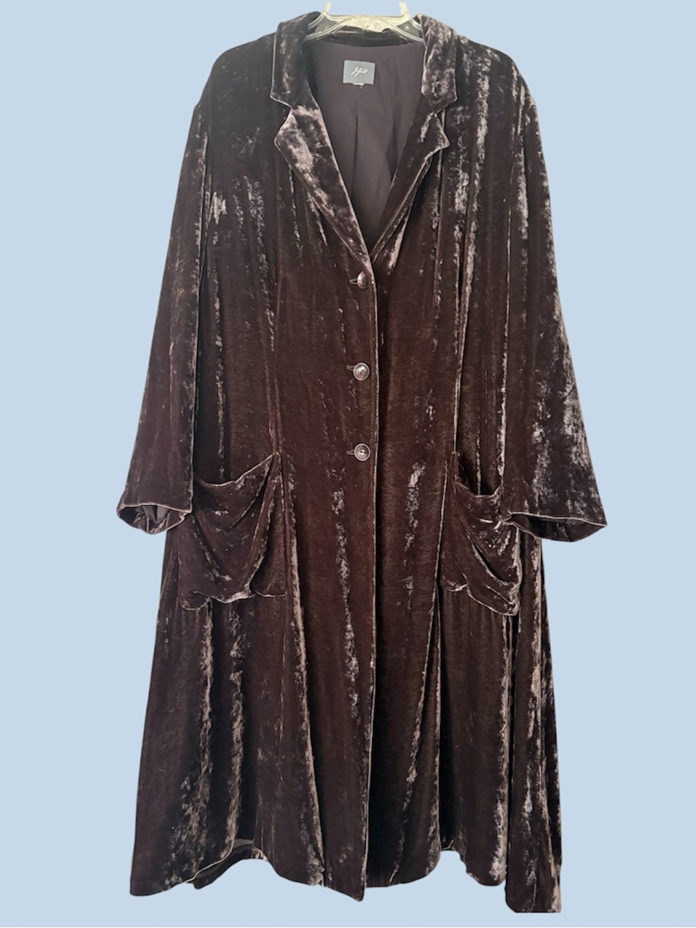 J. JIll Java Brown Crushed Velvet Luxe Silk Blend Duster Jacket 2X